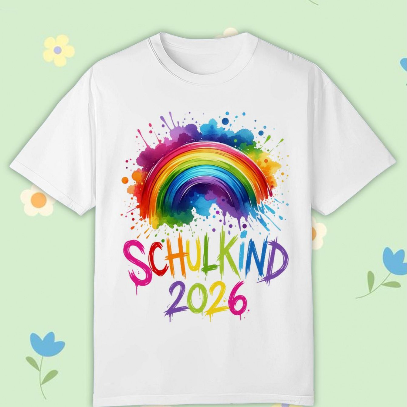 Schulkind 2026 Regenbogen Comfortable Casual Crew Neck Tee For Boys And Girls T Shirt, 200g
