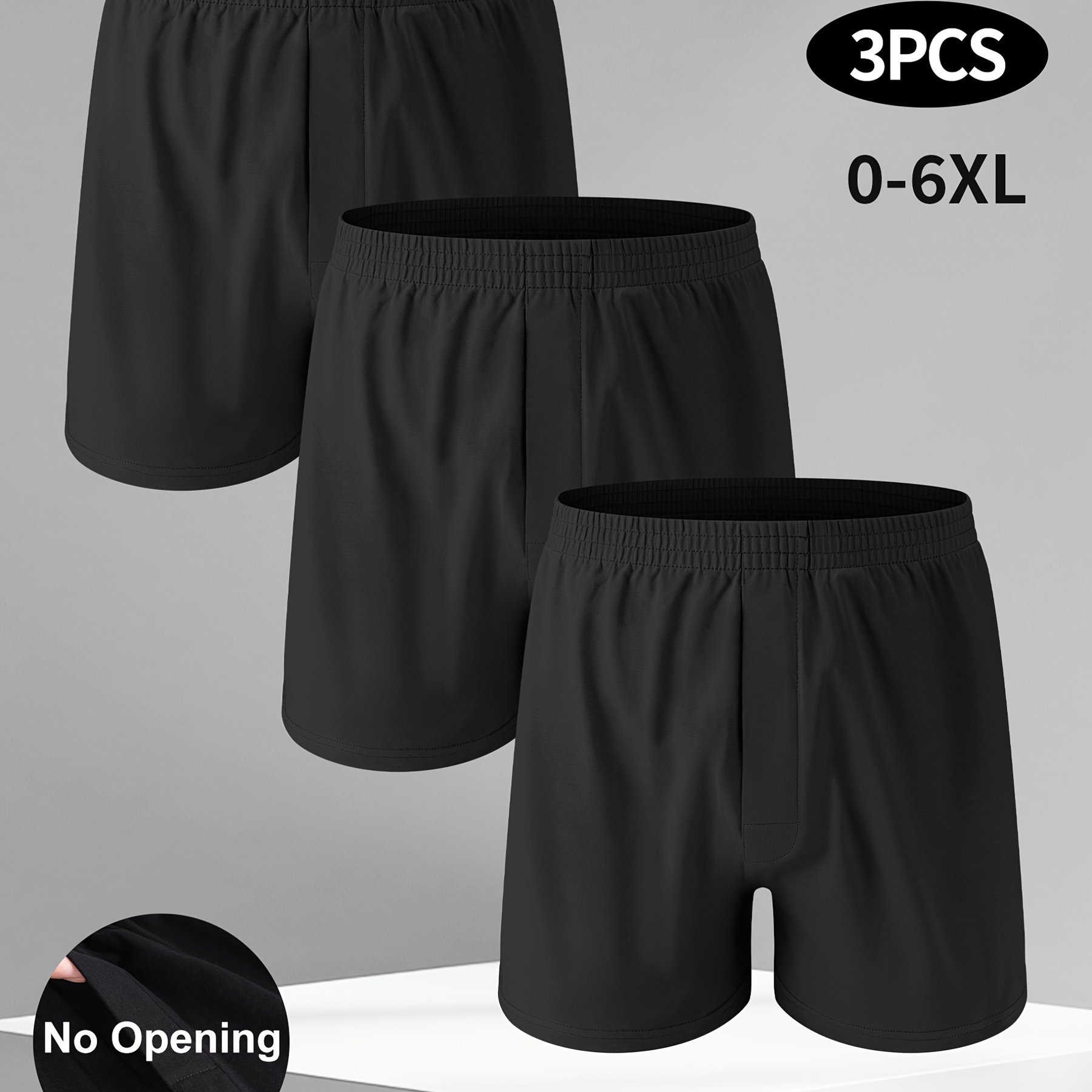 Image of 3-pc Men's Underwear, Extended, Plus Size, Fit, Comfortable And Breathable, Fake Opening Design Easy And , Daily Men's Long Briefs