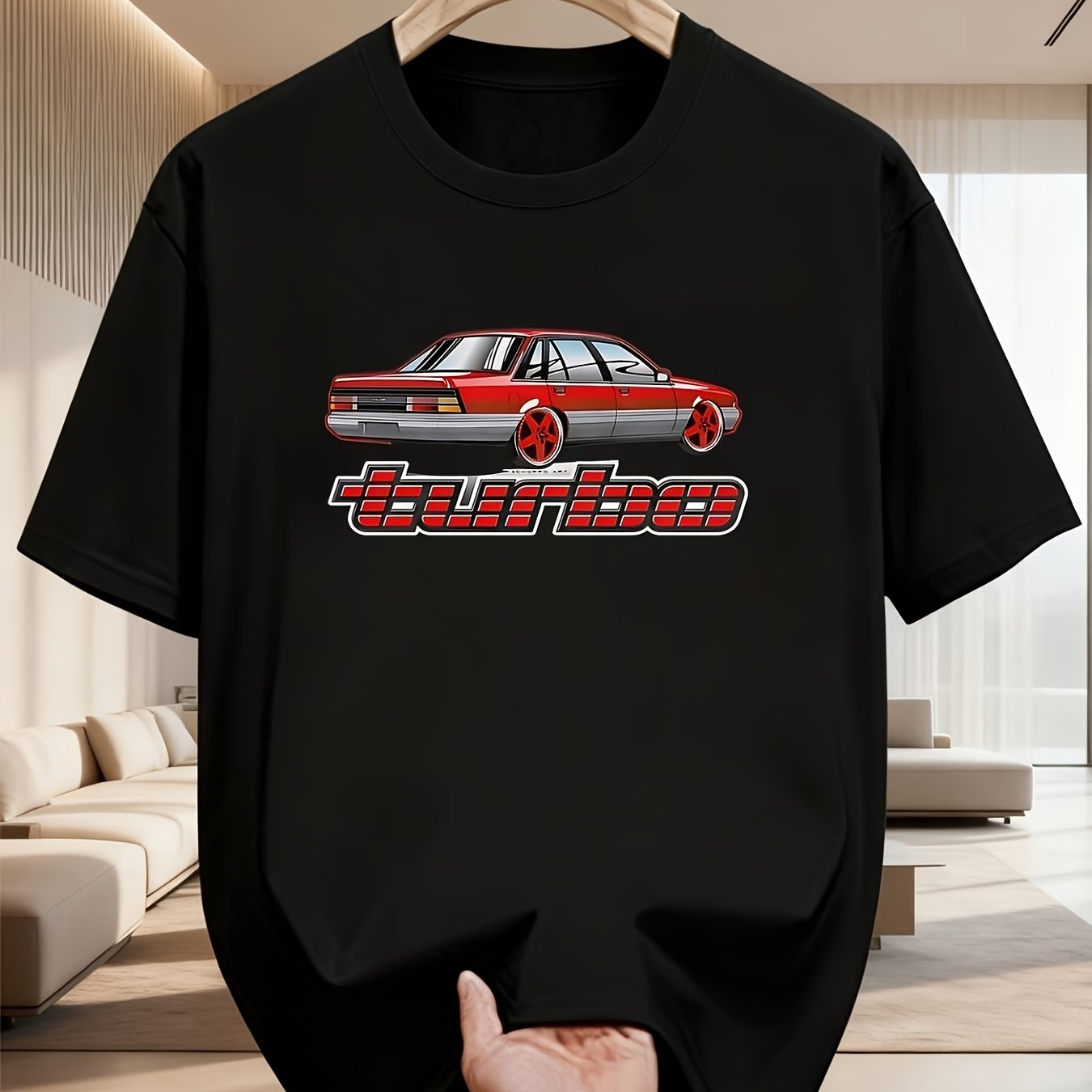 TEMU Vl Turbo T-shirt Round Neck Tee With Turbo Logo Print, Designed Style For Spring And Summer