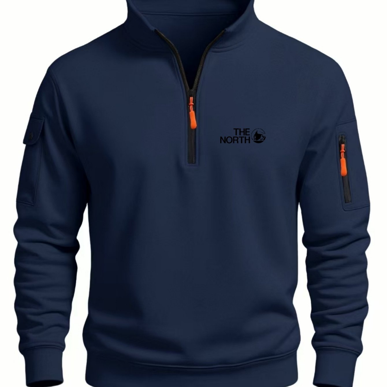 TEMU Spring/autumn ' Collar Half-zipper , Outdoor Double Pc! Hiking Sports Breathable Comfortable Men's Sweatshirt, Chest Letter Print Collar