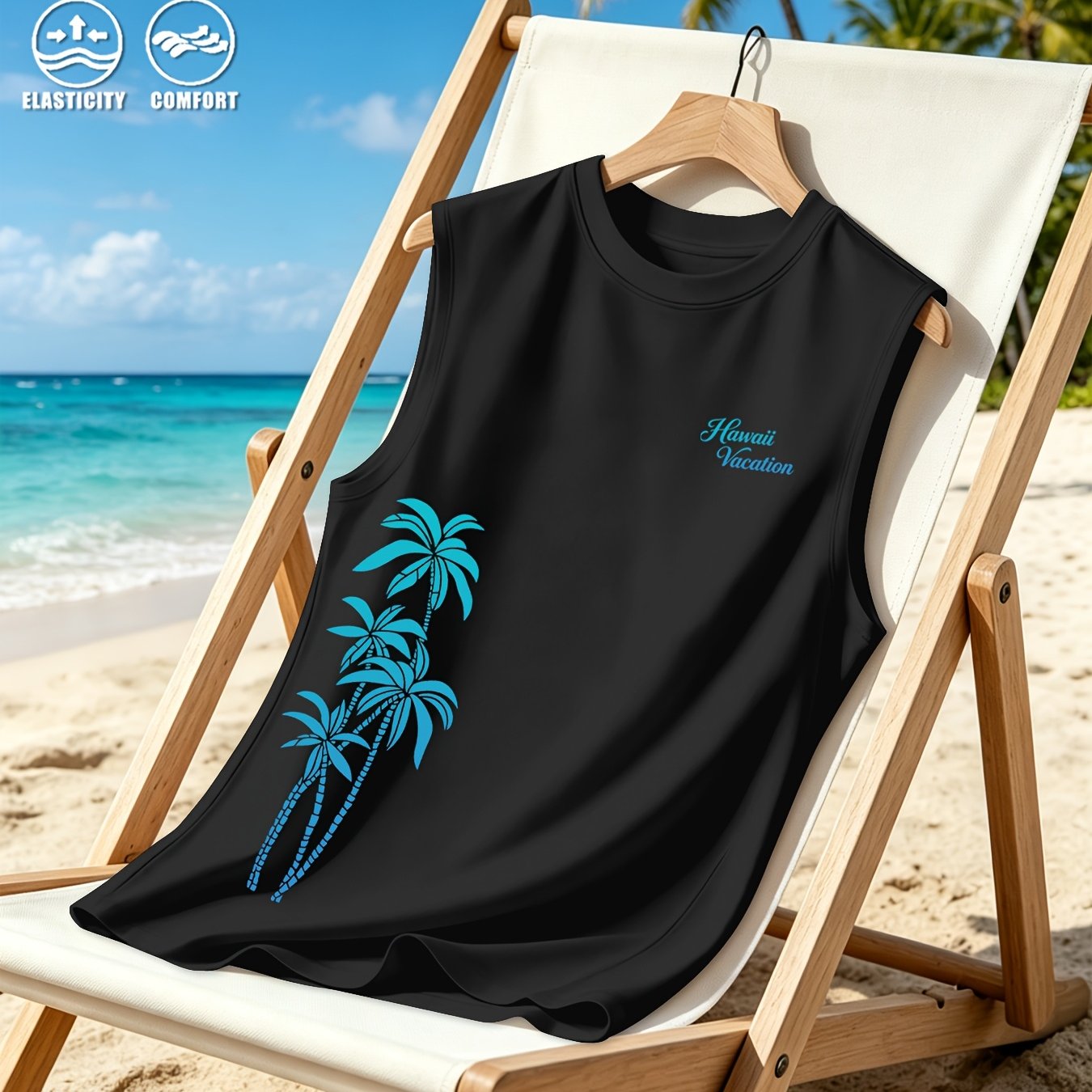 TEMU Men's Casual Sporty Crew Neck Vest With Simple Printed , Made Of Comfortable And Breathable Fabric, Suitable For Sports And Daily Wear