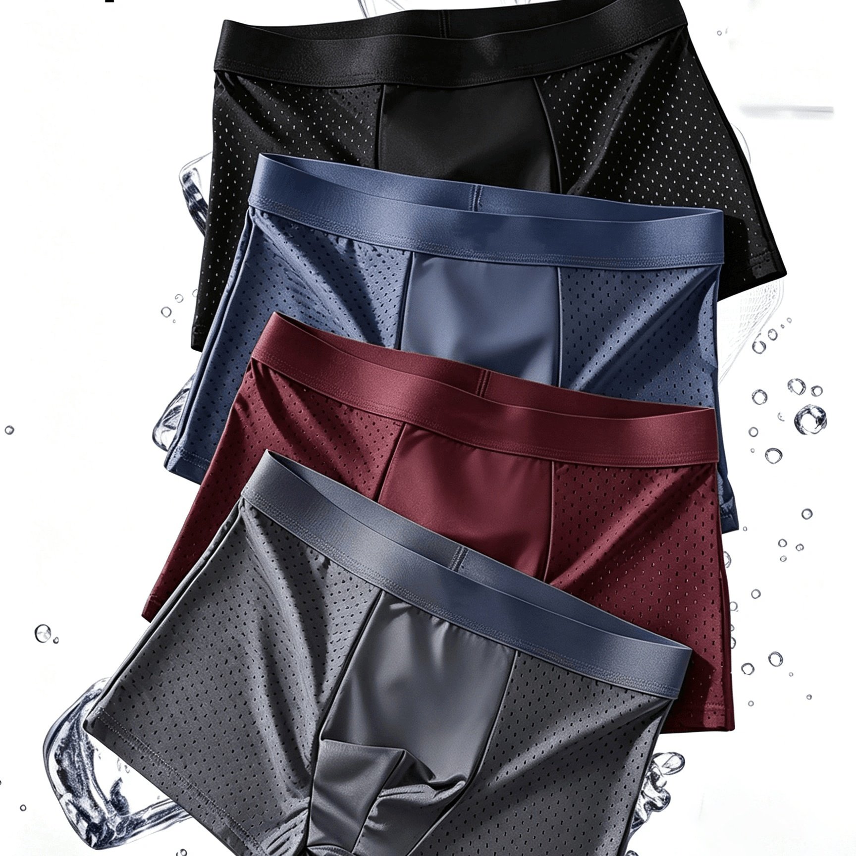 TEMU 4pcs Men's Comfortable Trendy Mesh Breathable Fashion Men's Bermuda Shorts, Fashionable Breathable Mesh Underwear, Soft , Elastic Sports