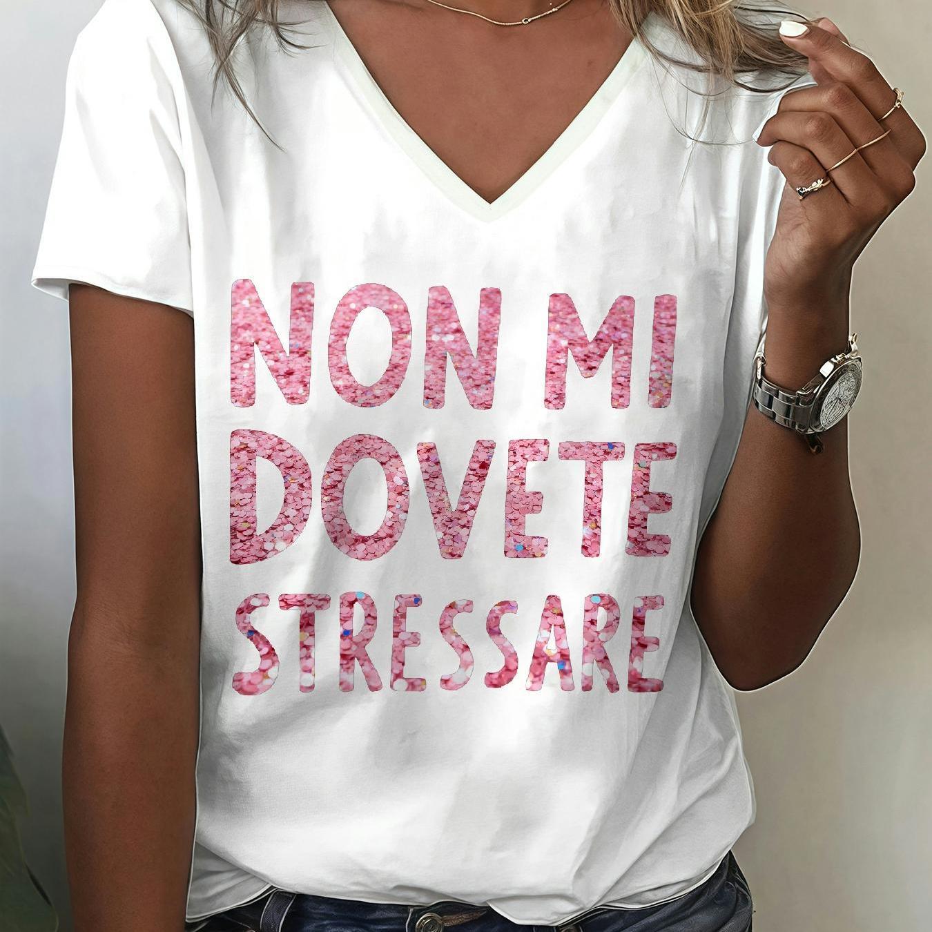 TEMU LZ250916x450 Stampa 2D Abbigliamento Donna, T-Shirt Donna Corta Casual Scollo a V per Estate & - Abbigliamento Moda Donna per Look Casual Taglie