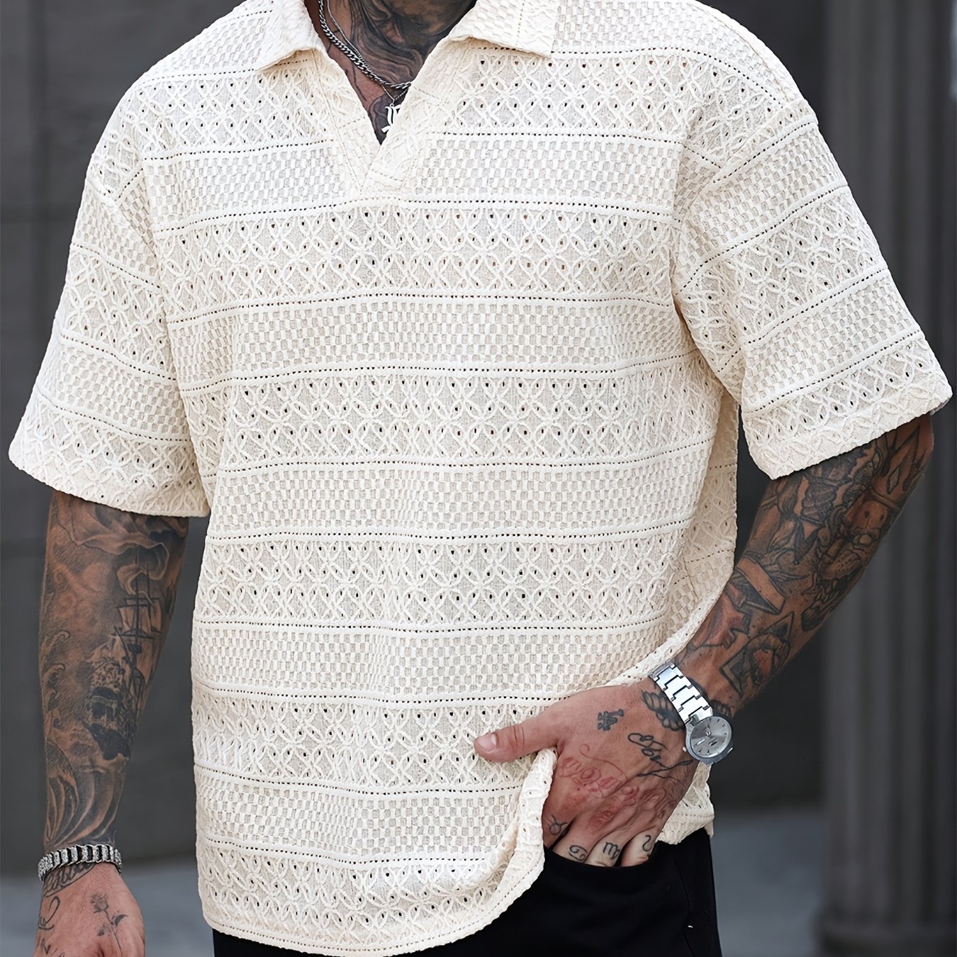 TEMU Men's Fashion Sporty Casual Lapel Shirt, Summer Men's Apparel, Suitable For Business, Golf, And Tennis Training