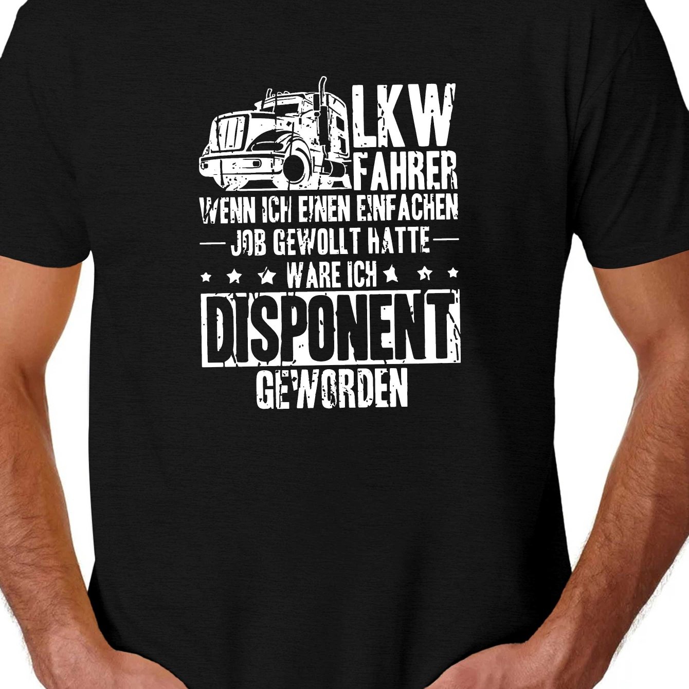 Image of Men's Plus Size German Truck Driver T-shirt - Lkw Fahrrer Trucker Slogan & Truck Graphic, Heavy-duty Poly Print, Casual Round Neck Short Sleeve Tee For Truckers, Fit Streetwear (german Text Design)