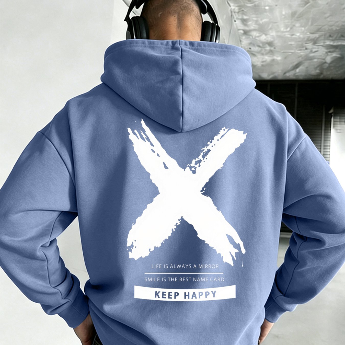 Image of Autumn Men's Zip-up Hooded Sweatshirt With Graphic And Keep Print, Oversized Street Style, Loose Long-sleeve Casual Jacket, Local Warehouse Shipping