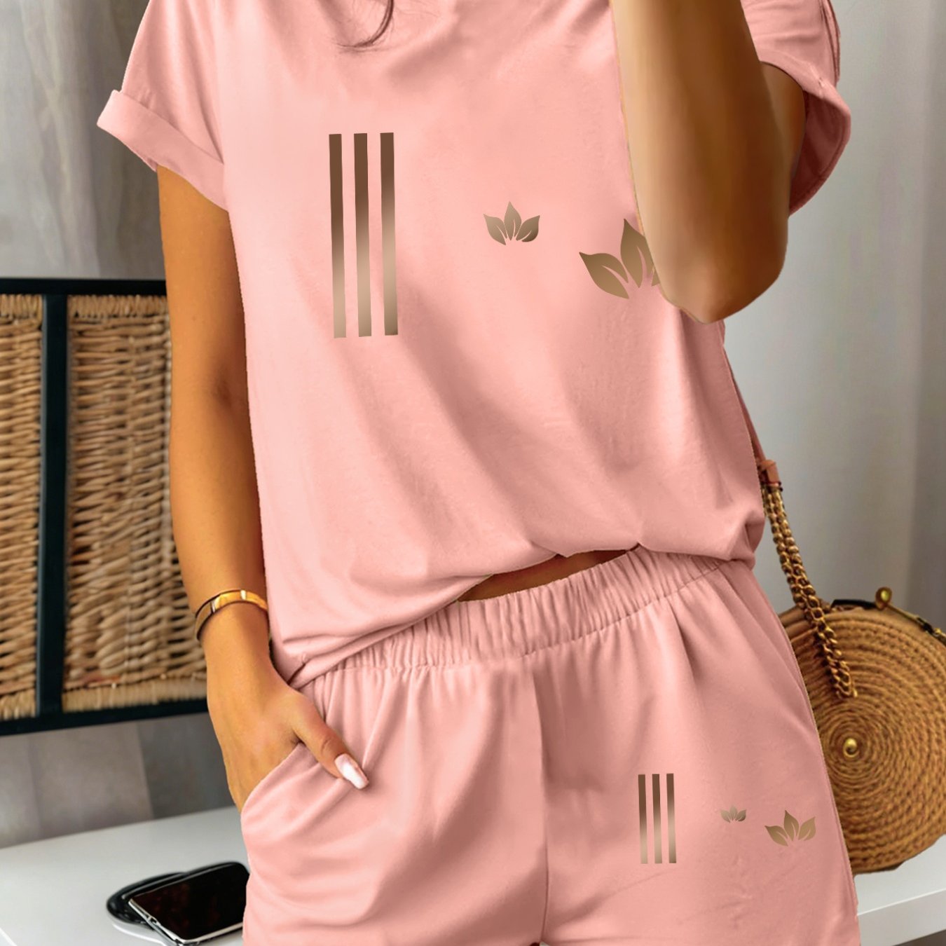 TEMU 2pcs Minimalist Striped Set Comfortable All- Summer New Y2k Style Women's Athletic Wear Elegant Daily Fitness All-match Two-piece Set