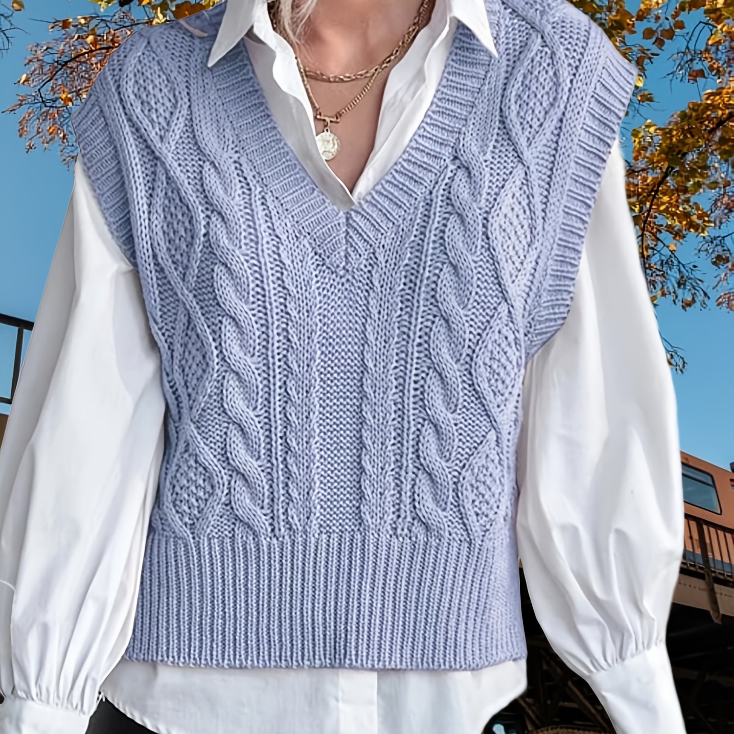Women's V-neck Sleeveless Sweater Vest, Casual Ribbed Preppy Pullover Top