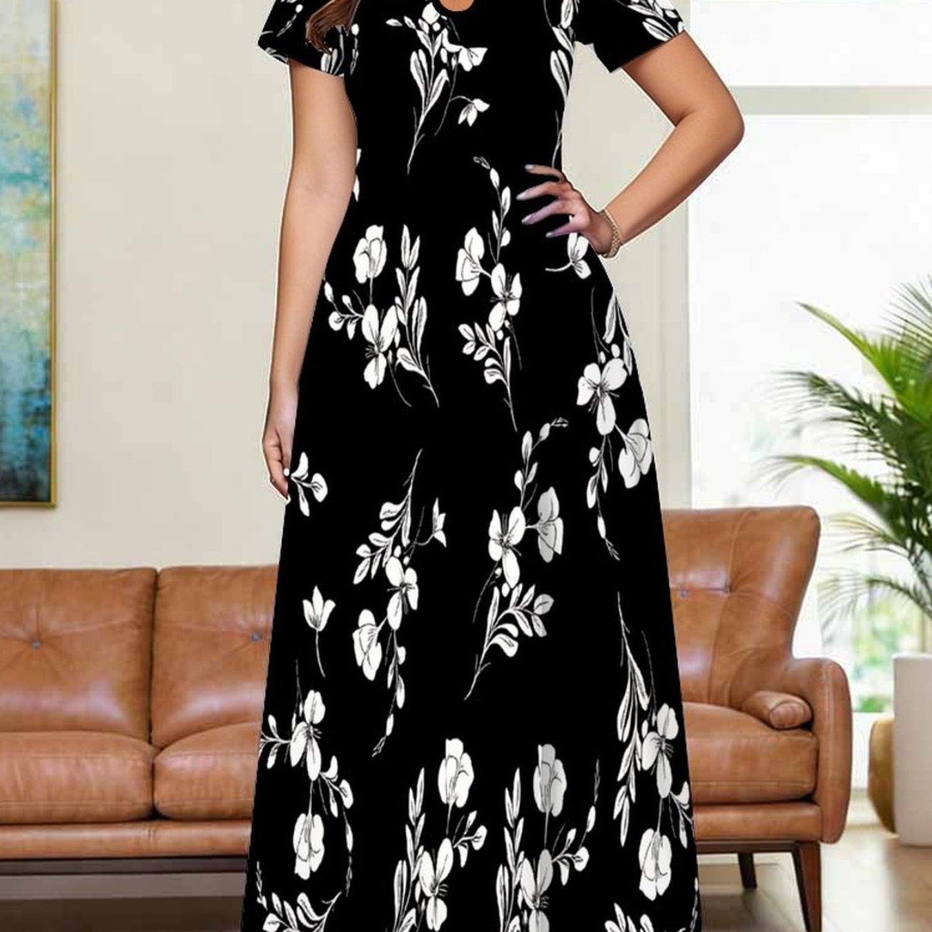 Image of Plus Size, Women's Dress, Plus Size Women's Dress, Tie-dye Gradient Pattern Print, Bohemian Style, Elegant Women, Suitable For Gifts, Party Occasions, Casual Vacation, Women's Clothing