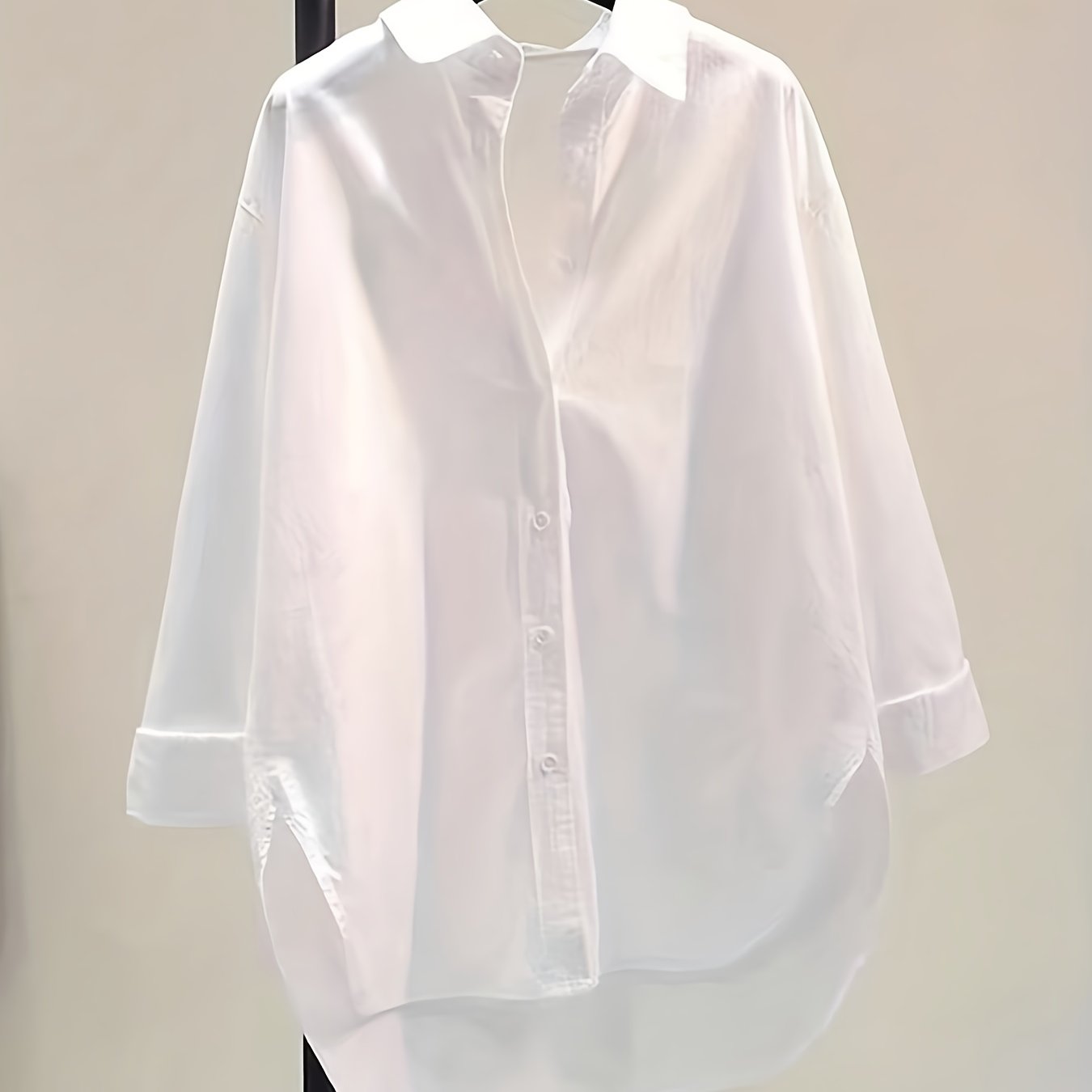E-shop Damenmode Neue Lässige Revers Langarm Lockerer Damen Top, Vielseitiges Damen Casual Top, Pendeln Weiße Knopfmode, Damen Lockeres Shirt