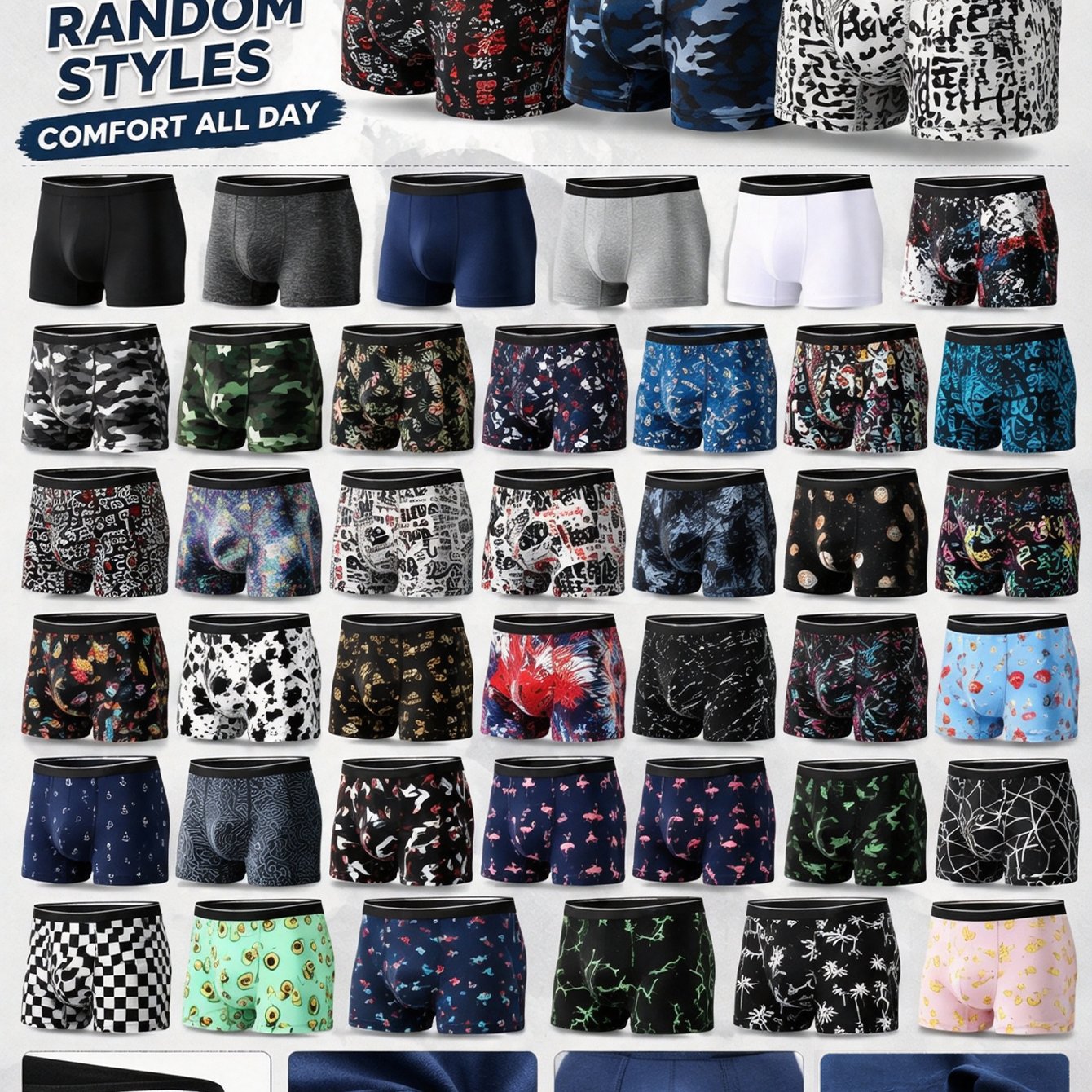Image of Random, 10pcs, Men's Short Boxer Briefs, Men's Breathable Boxer Shorts, Elastic Waistband, Boxer Shorts, Bulk Pc Suitable For Daily Wear And Cost Savings