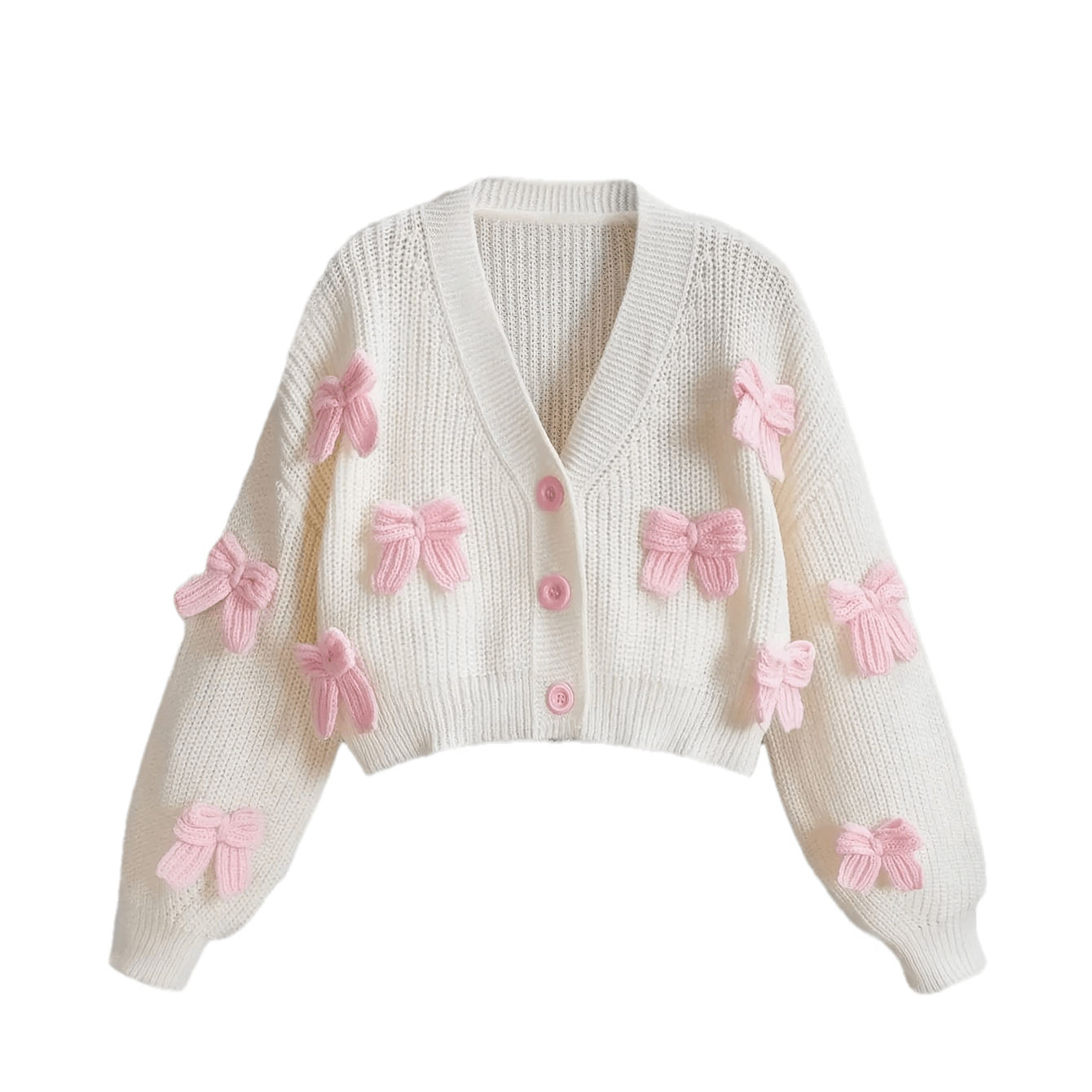 Kawaii Women's Pink 3d Bow Accent Cardigan, Cute Girly Look