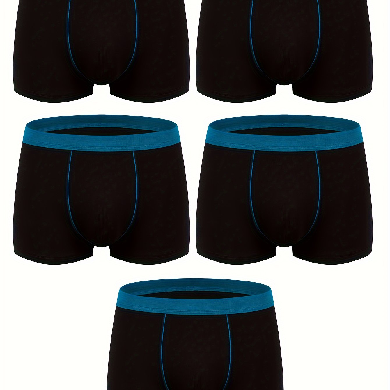 Image of 5pcs Plus-size Men's Breathable Boxer Briefs, Plus Size