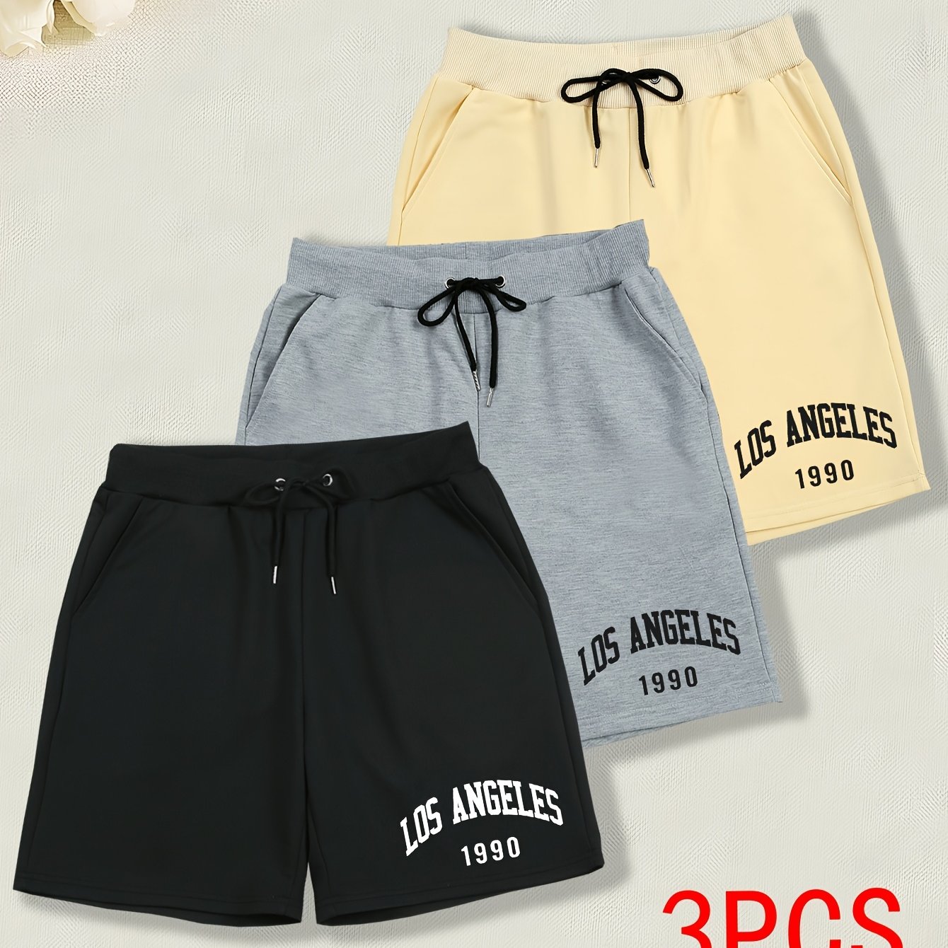 TEMU 3pcs New Summer Shorts For Men, Simple Straight-leg Sports Pants, Men's Casual Knee-length Pants