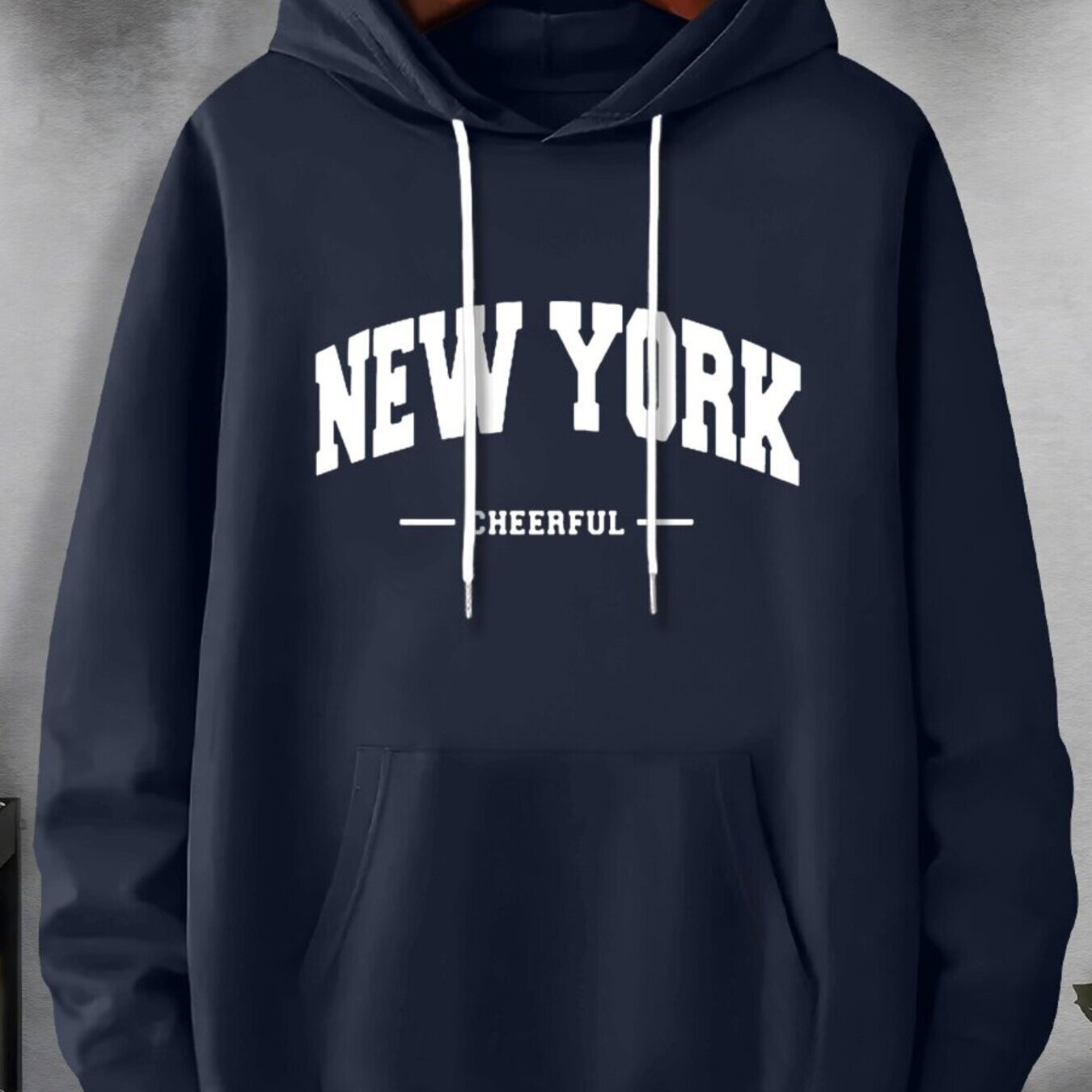 TEMU Men's Plus-size Trendy Letter Print Fashion Hoodie, Casual Sports Hooded Sweatshirt, Plus Size