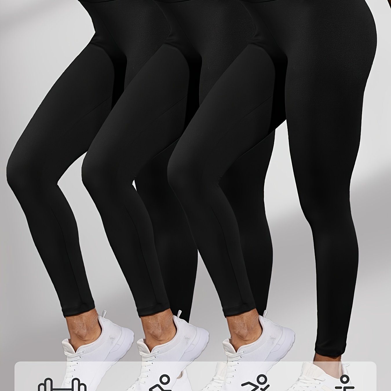 TEMU Paquete de 3 leggings súper suaves para mujer, pantalones de yoga y running de cintura con control de abdomen y no transparentes