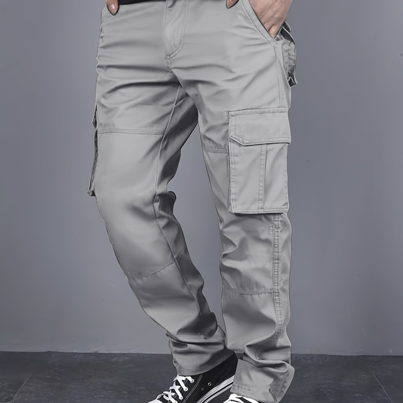 TEMU Men's Casual Cargo Pants With Multi- - Loose Fit, Drawstring Waist For Hiking, Fishing &