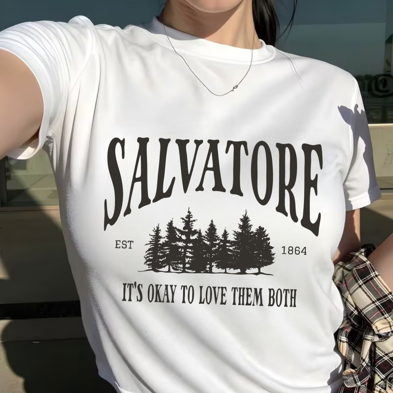 TEMU American Letter Print Women's Round Neck Short T-shirt