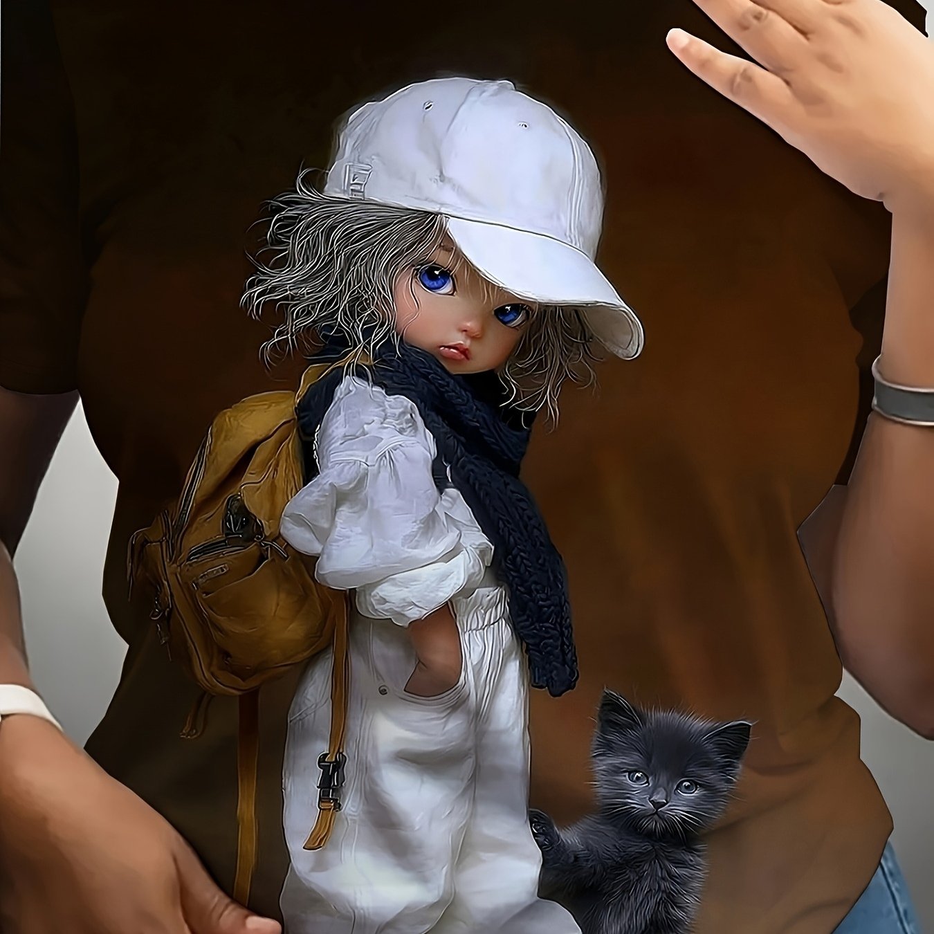 TEMU 만화 귀여운 작은 검은 고양이 프린트 티셔츠 여성용 빈티지 스타일 패션 반팔 활용도 높은 캐주얼 상의