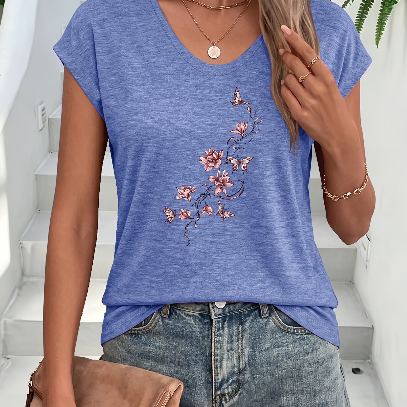 TEMU Patterned V-neck Sleeveless Top, In Multiple Colors Suitable For Everyday And Special Occasions, Women's Summer Clothing