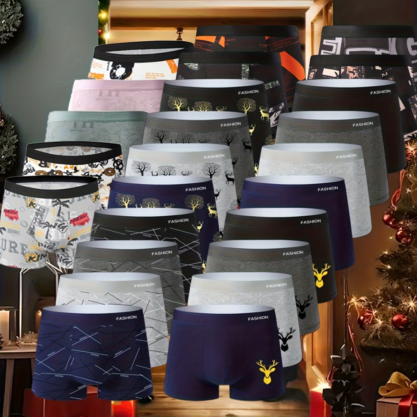 TEMU Random 12-strip Print Styles Breathable Soft Comfortable Men's Underwear, Perfect Christmas Gift For Boyfriend, Husband