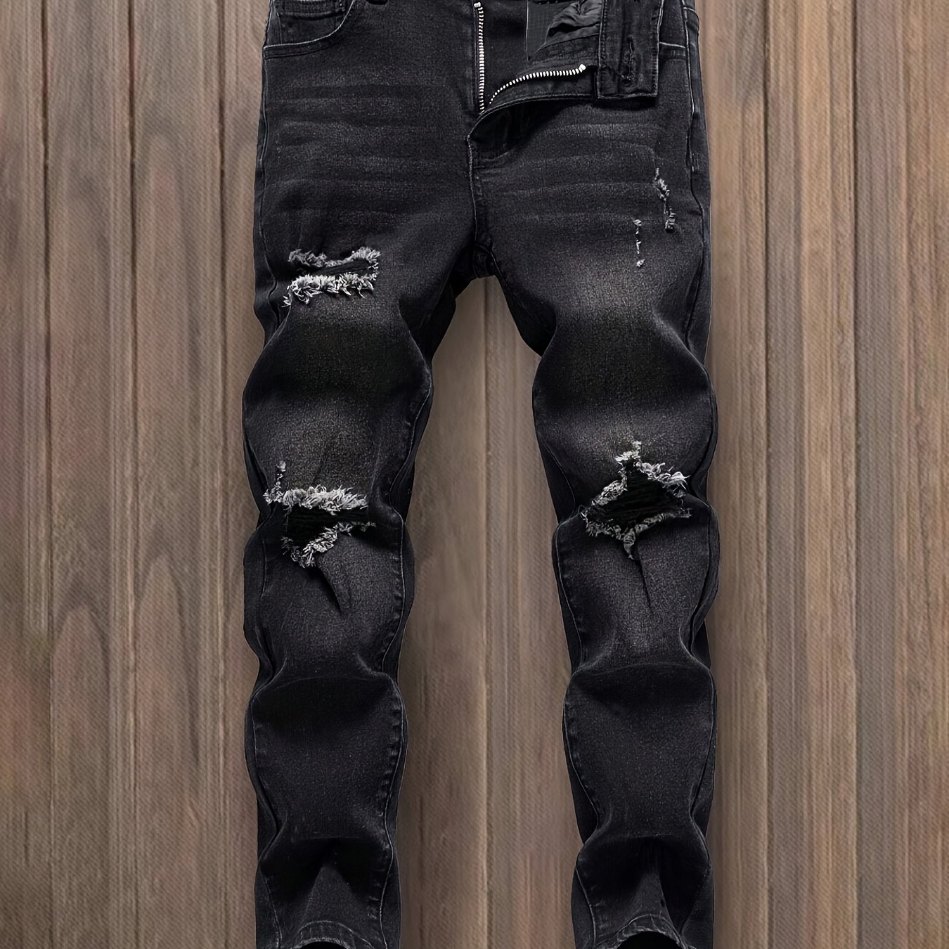 Image of Tween Boy Basic Casual Modern Street Style Academic Five-pocket Stretch Skinny Jeans With Adjustable Elastic Waistband, A Versatile And Fashionable Denim Essential For