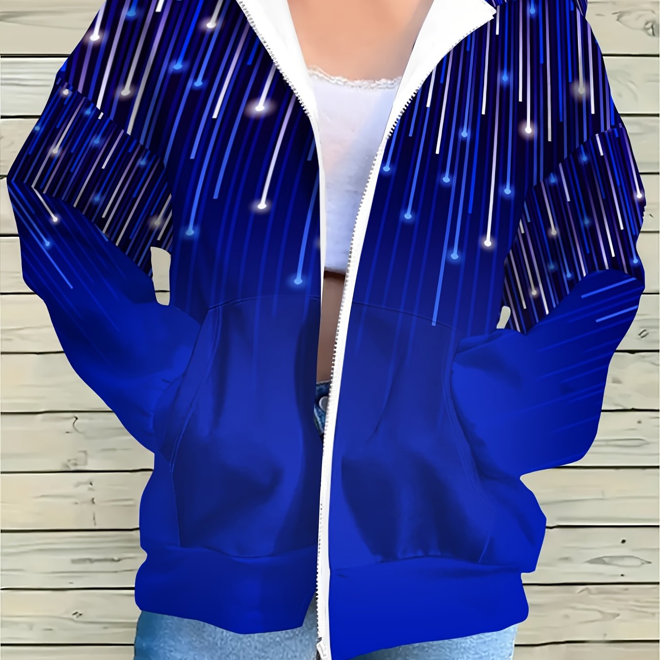 TEMU Women's Zip-up Hooded Sweatshirt, Comfortable And Versatile , Latest Casual Top For Daily , Shopping, Holidays, And Leisure
