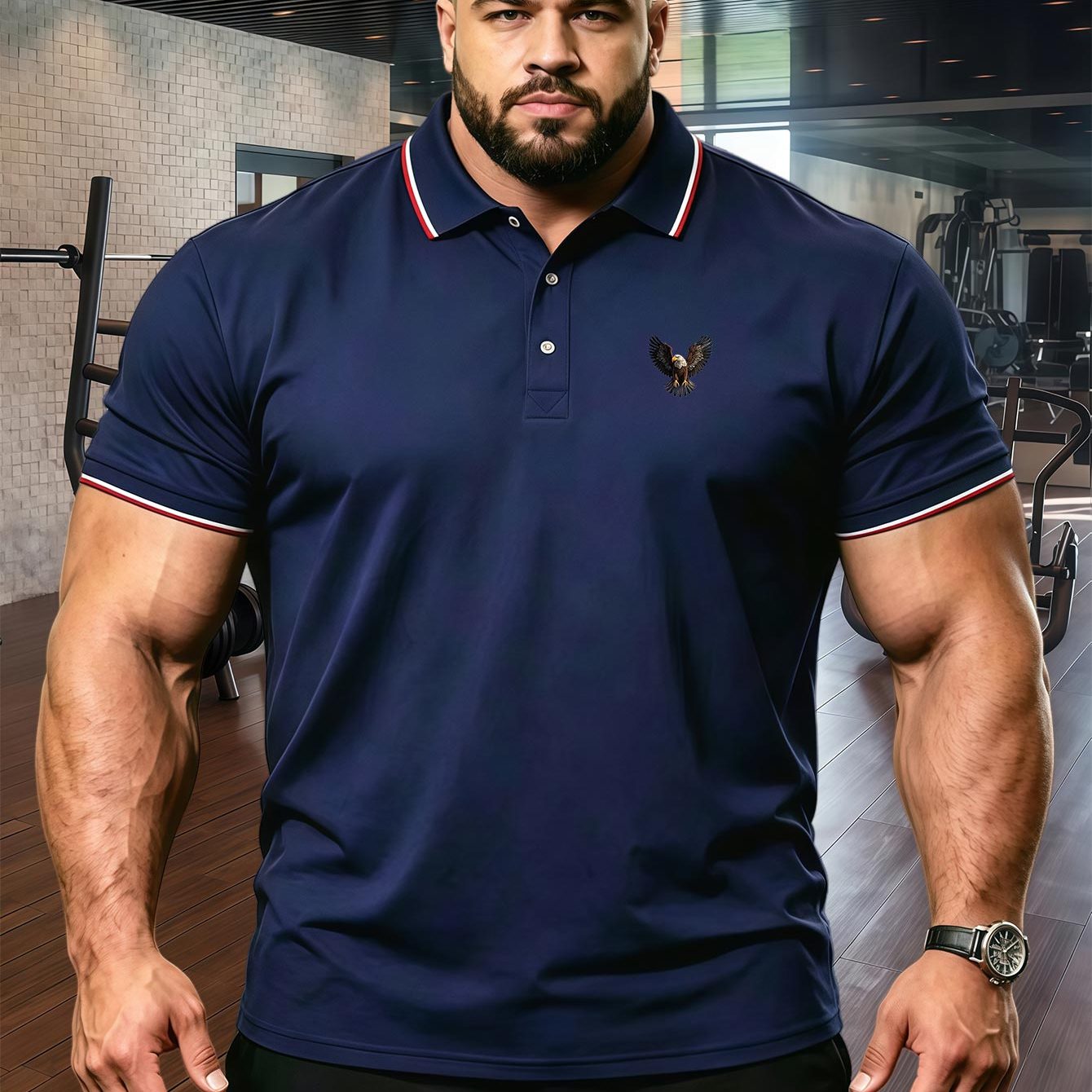 TEMU T893-ying Plus Size Men's Short Sleeve Top, Lapel Collar Sporty Casual Shirt, Classic Men's Shirt, Plus Size
