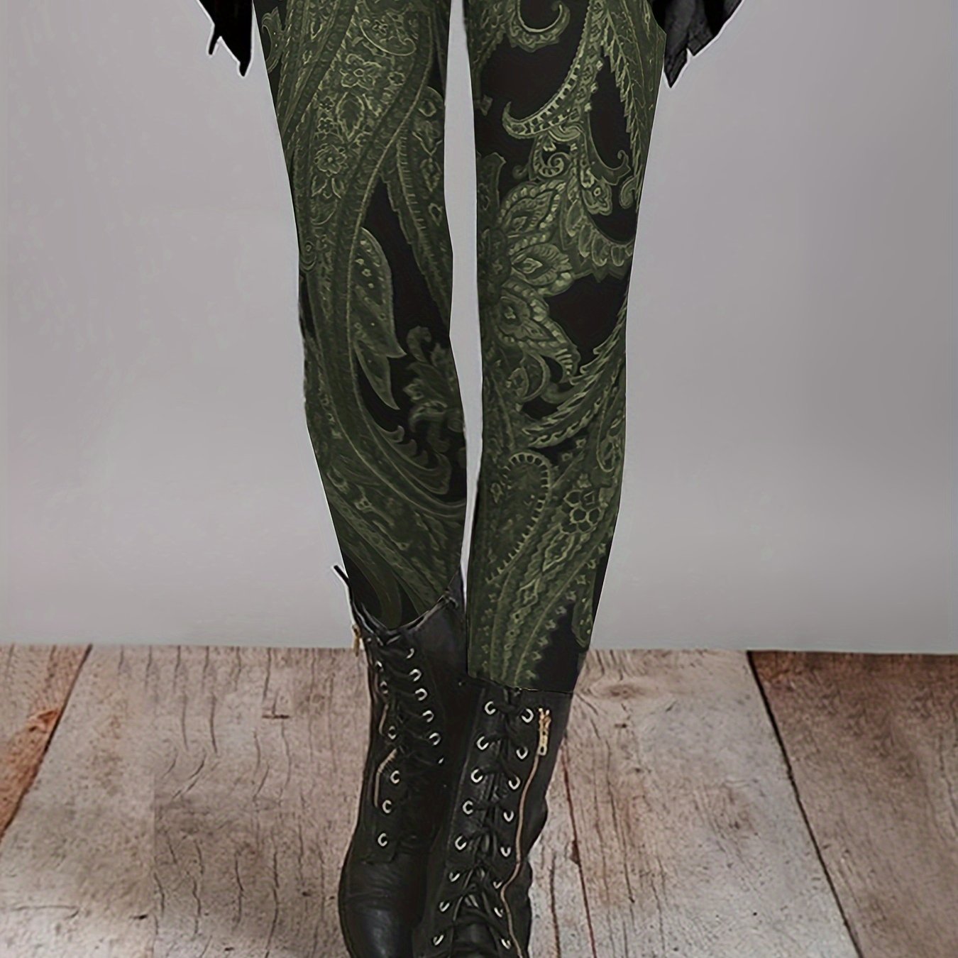 TEMU Print Skinny Leggings, Vintage Stretchy Leggings, Women's Clothing