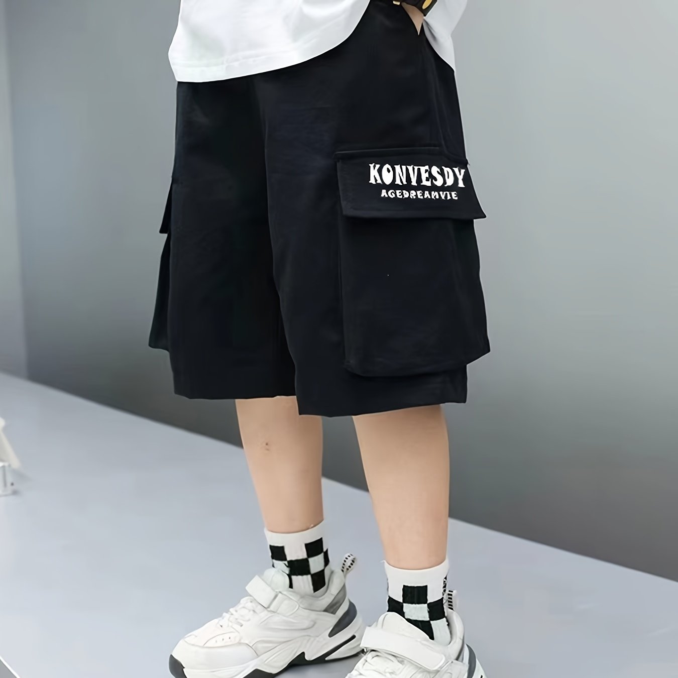Children's Clothing Large Pocket 5 Quarter Pants Summer New Mid Size Boys' Thin Casual Versatile Work Pants, Perfect For Outdoor