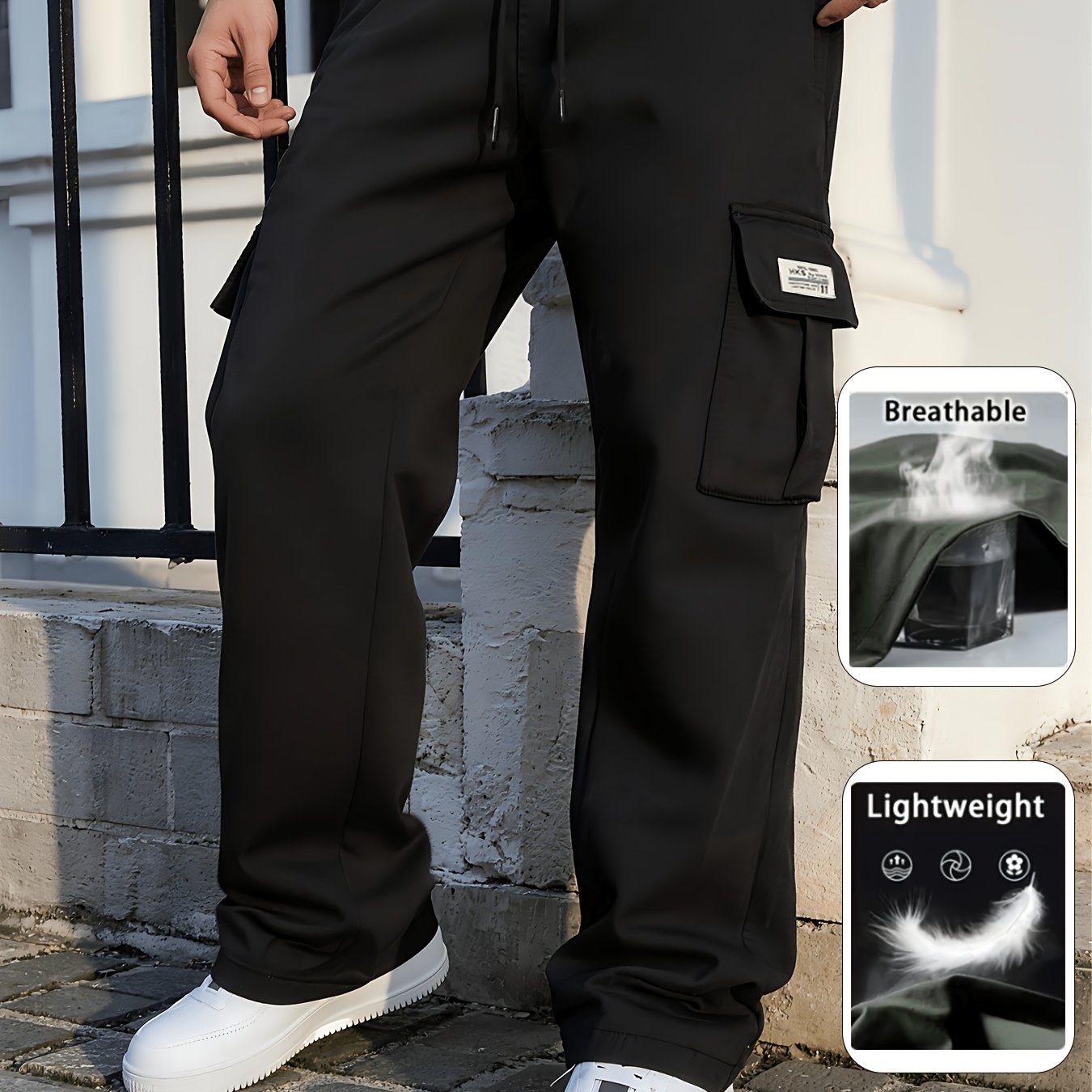 TEMU Men's And Women's Casual Pants With Drawstring Waist, Straight-leg Design, Suitable For Spring And Autumn Casual Daily Wear And Outdoor Sports -