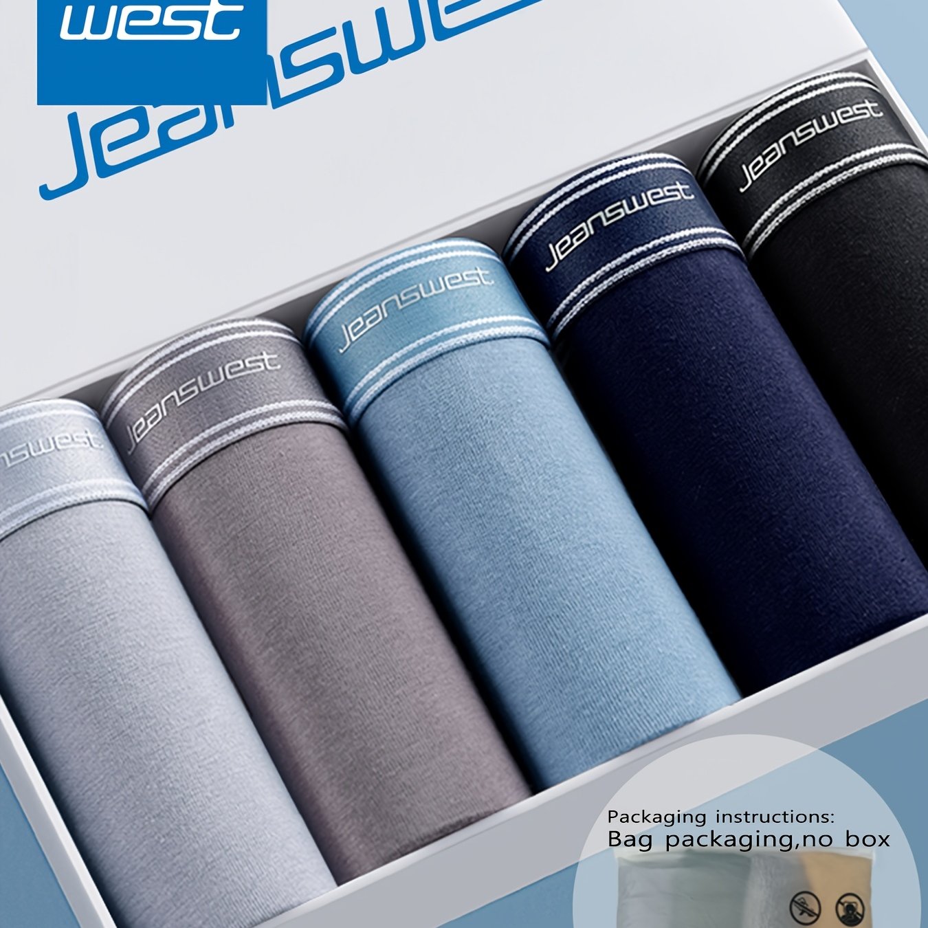 Image of Jeanswest 5pcs Men's Underwear, -like Comfortable Breathable Briefs, Classic Fashion Underwear, Men's Flat Briefs
