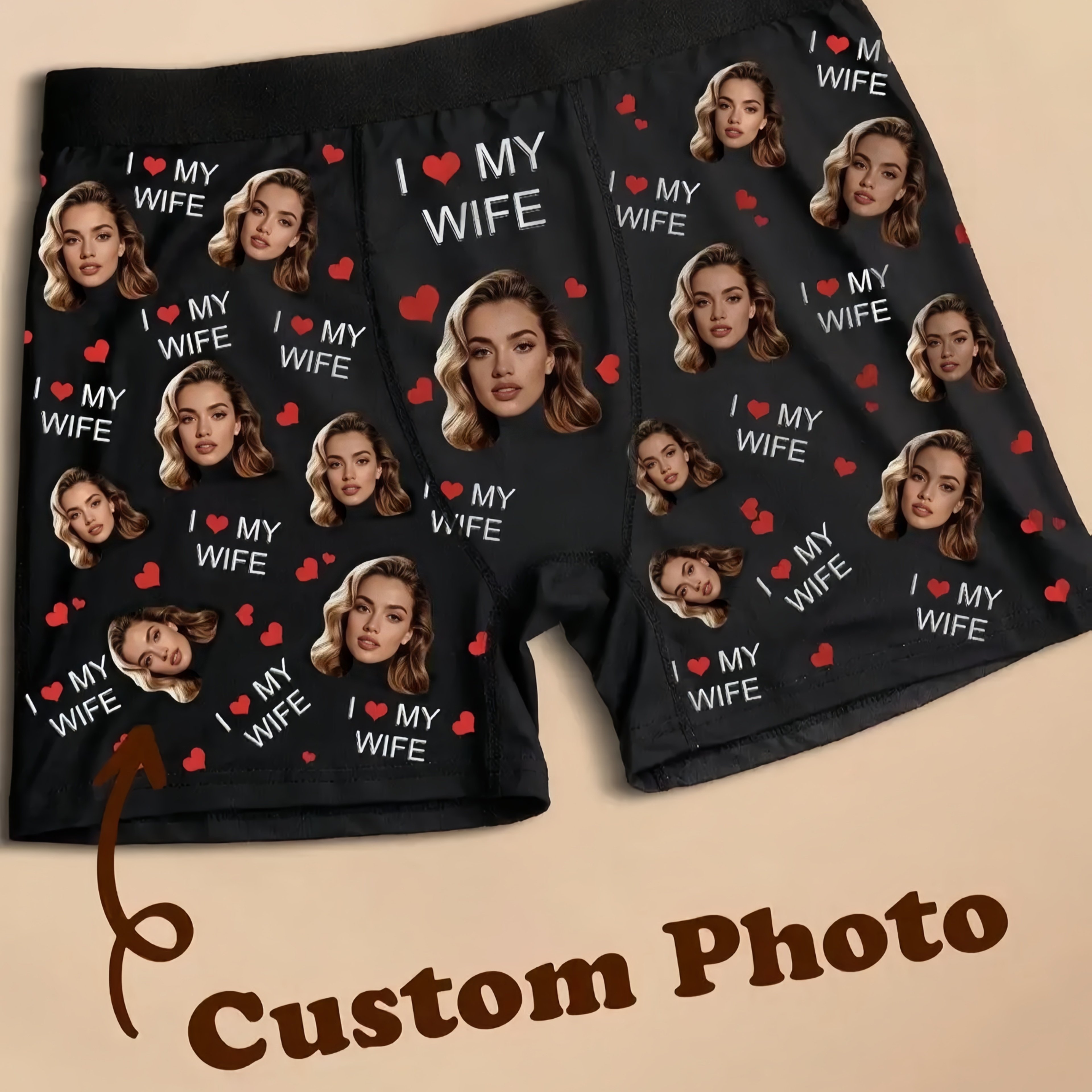 TEMU 1pc Personalized Face Photo Lingerie Custom Heart Briefs Custom Men's Valentine's Day Gift Husband Anniversary Personalized Men's Trendy Briefs