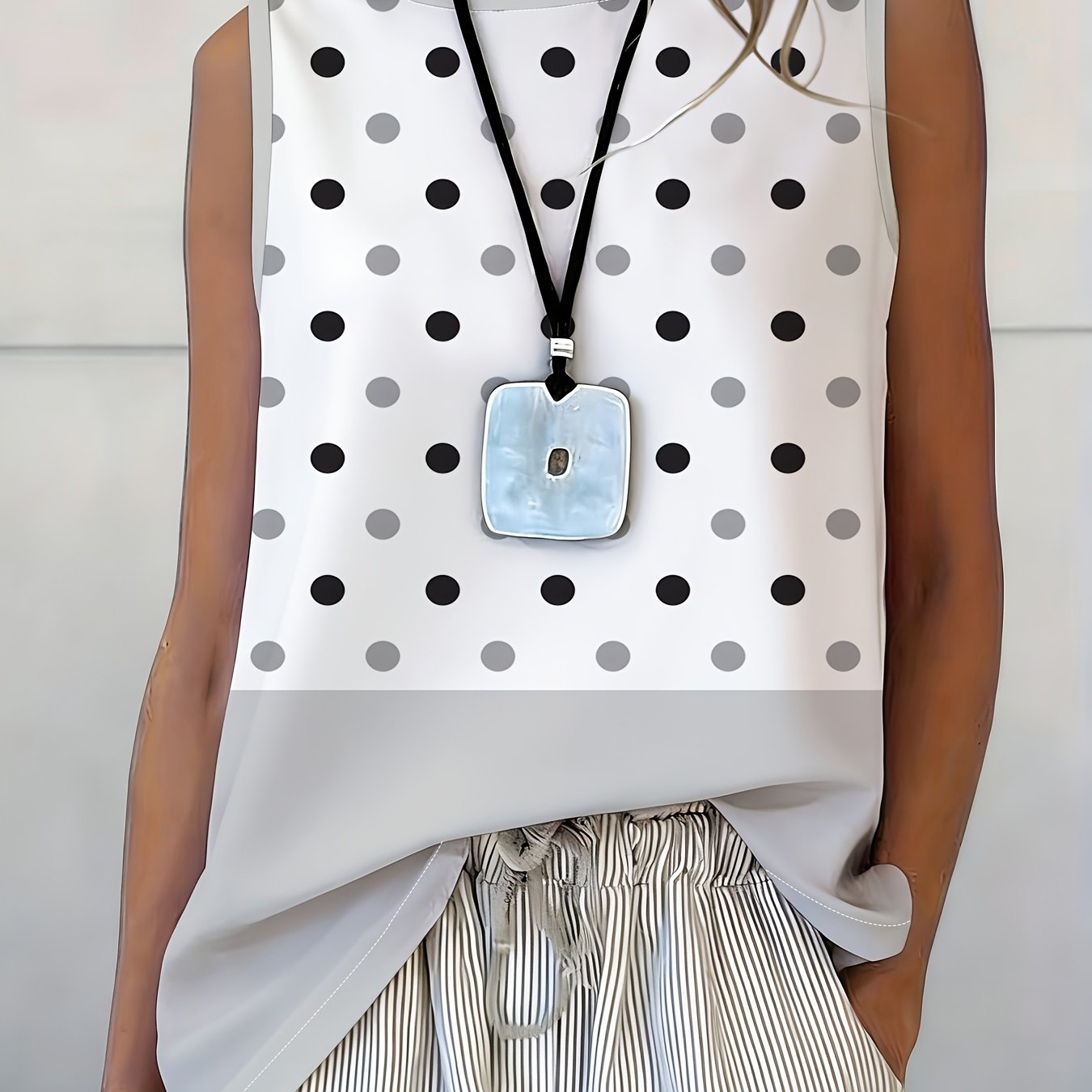 TEMU Polka Dot Sleeveless Top, Women's Casual Loose Vest, Summer Fashion Trendy Outfit