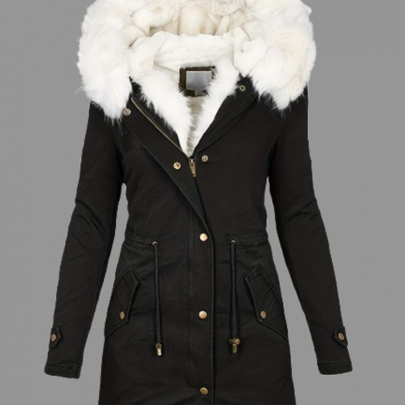 TEMU Scacto 2025 Women's Retro Hooded Mid-length Hunting Jacket, Cozy Winter Coat Featuring Golden Buttons And Pockets
