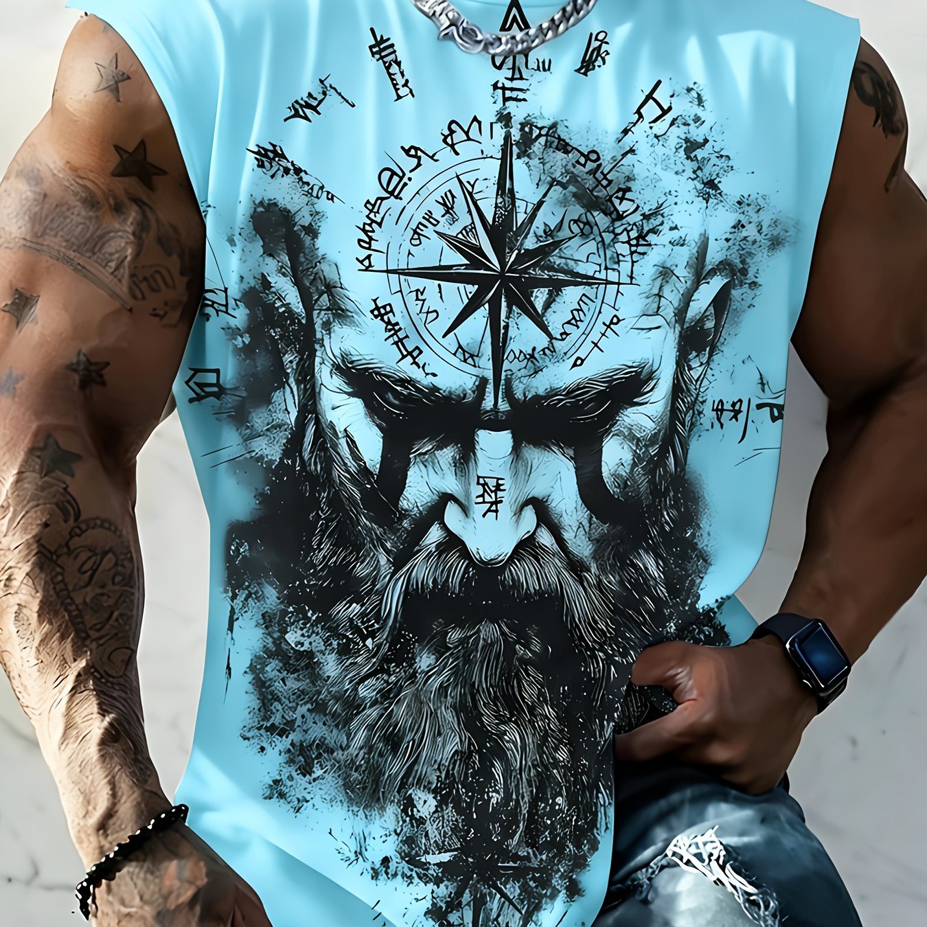 TEMU Multifunctional Men's Summer Sleeveless Vest& Casual Short-sleeve With Pattern- Easy To Match, Suitable For Casual Occasions& Daily Wear, Plus