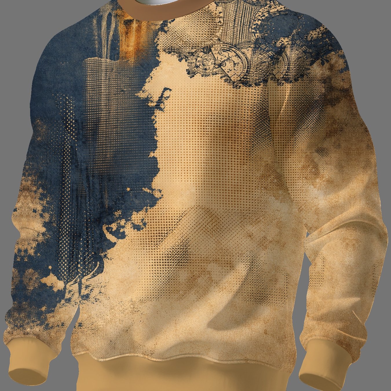 TEMU Round Neck Sweatshirt Trendy Brand Men's Long Sleeve 2026 Autumn Winter Men's Round Neck Sweatshirt
