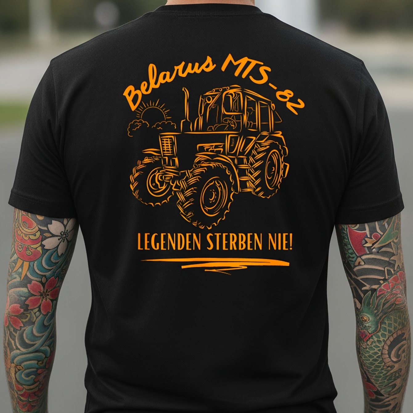 Belarus Mts-82 Tractor Farmer Men's Crewneck Short Sleeve T-shirt With Back Print
