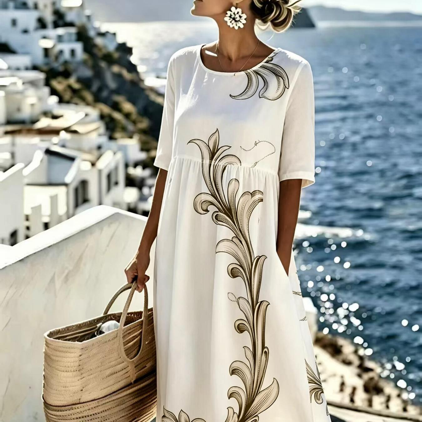 Women's Summer Dress: Featuring A Floral Pattern And A Casual Resort-style Aesthetic, This Dress Is Fashionable And Elegant. Machine Washable And Perfect For Daily Or Commuting, It Makes An Ideal Gift