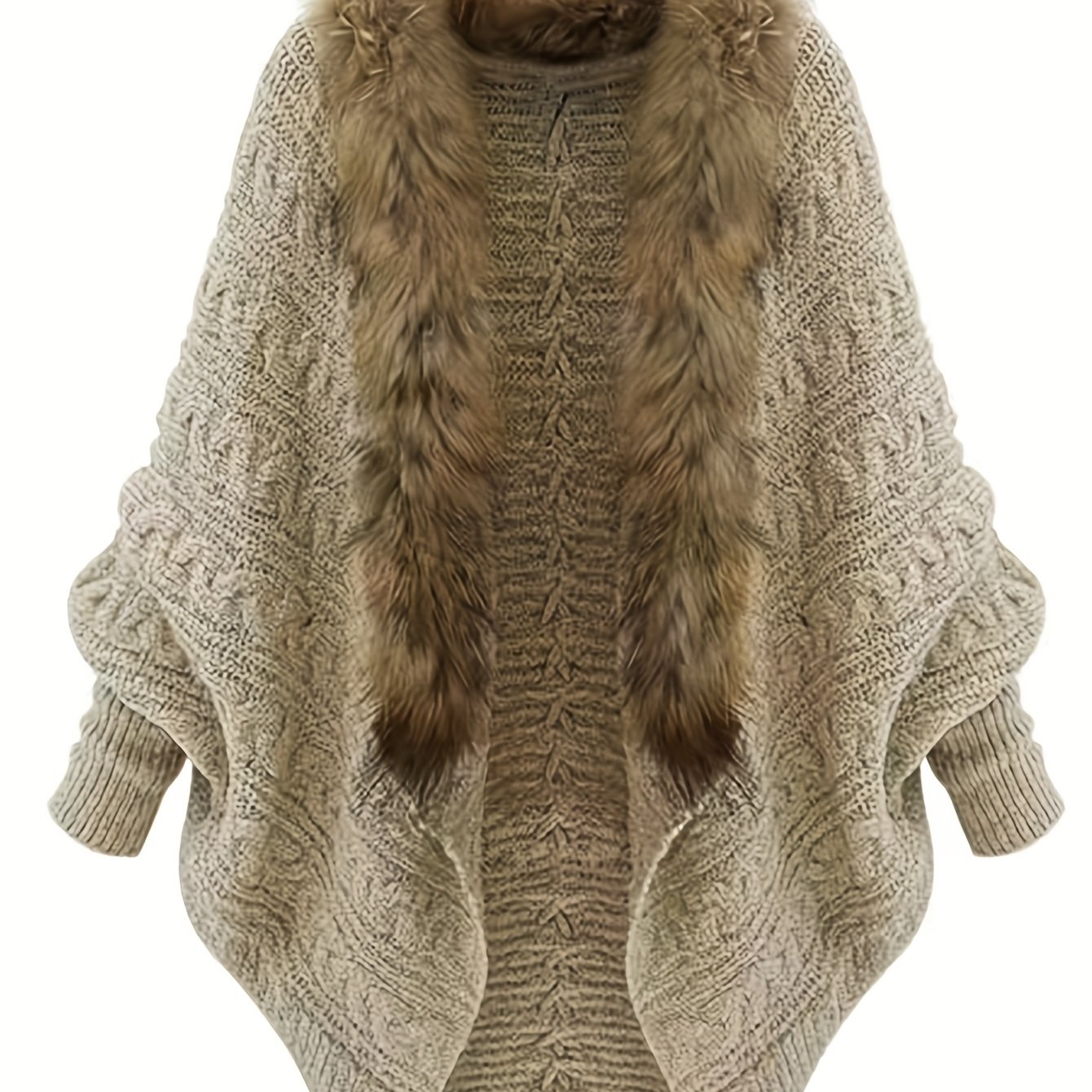 E-shop Petite One-Size V-Ausschnitt Langarm Western-Style Cardigan mit Rändern