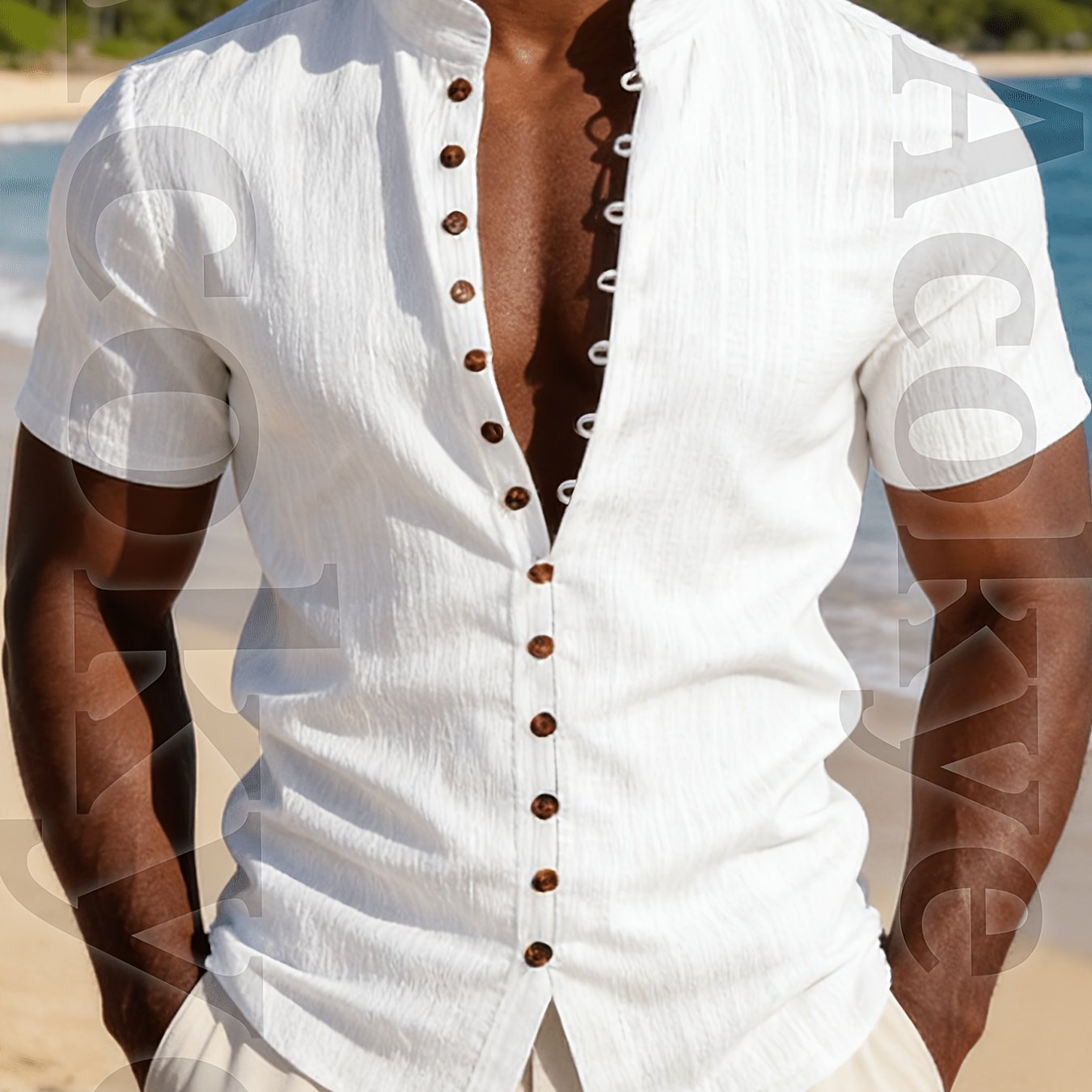 TEMU Henley Shirt 2026 Spring/summer Men's New Apparel, Men's T-shirt, Henley Shirt Stand Collar Shirt - Product, Casual Fashion With , Striped And