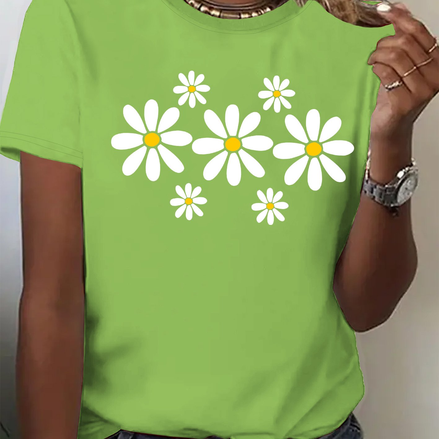 TEMU Graphic Print T-shirt, Short Sleeve Crew Neck Casual Top For Summer & Spring, Women's Clothing
