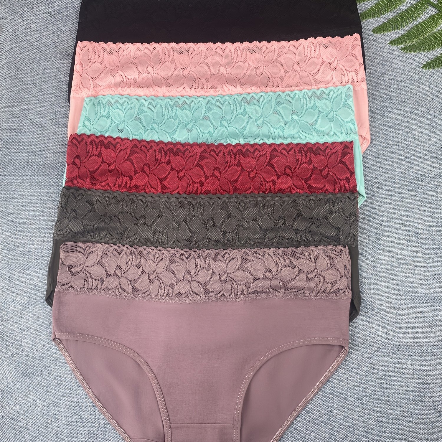 TEMU 6pcs Of Women's Underwear, Comfortable Breathable Elegant Lingerie, Lace Women's Briefs