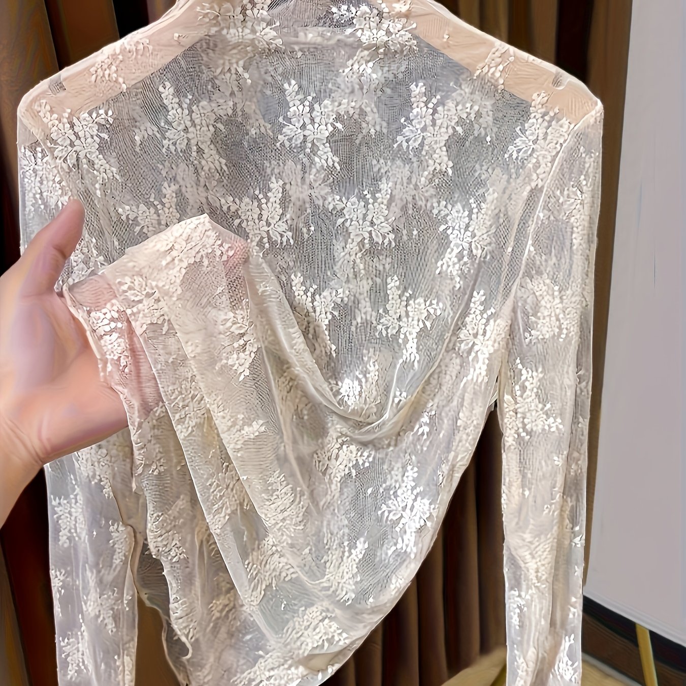 E-shop Spitzenhemd, Elegantes T-Shirt, Halbtransparent, Weich und Glatt mit Hoher Elastizität, Bequem und Atmungsaktiv, Geeignet für das