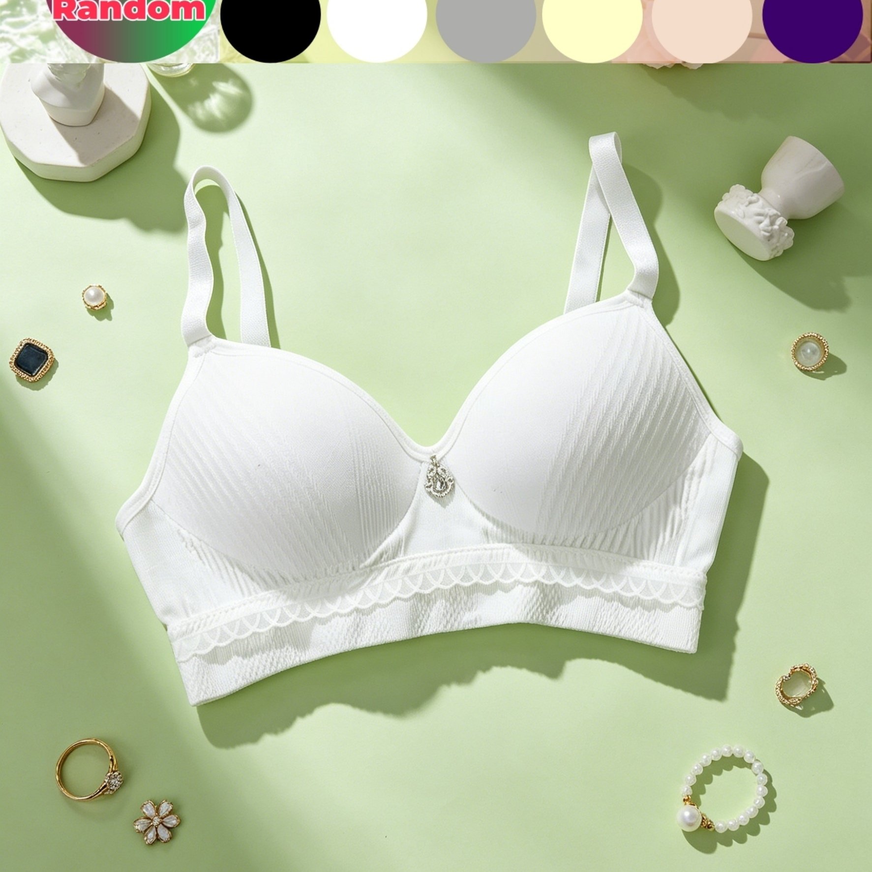 TEMU Soutien-gorge push-up décontracté et élégant pour femme, 1 pièce, aléatoire 6 couleurs, armatures, , confortable, à séchage rapide, sous les