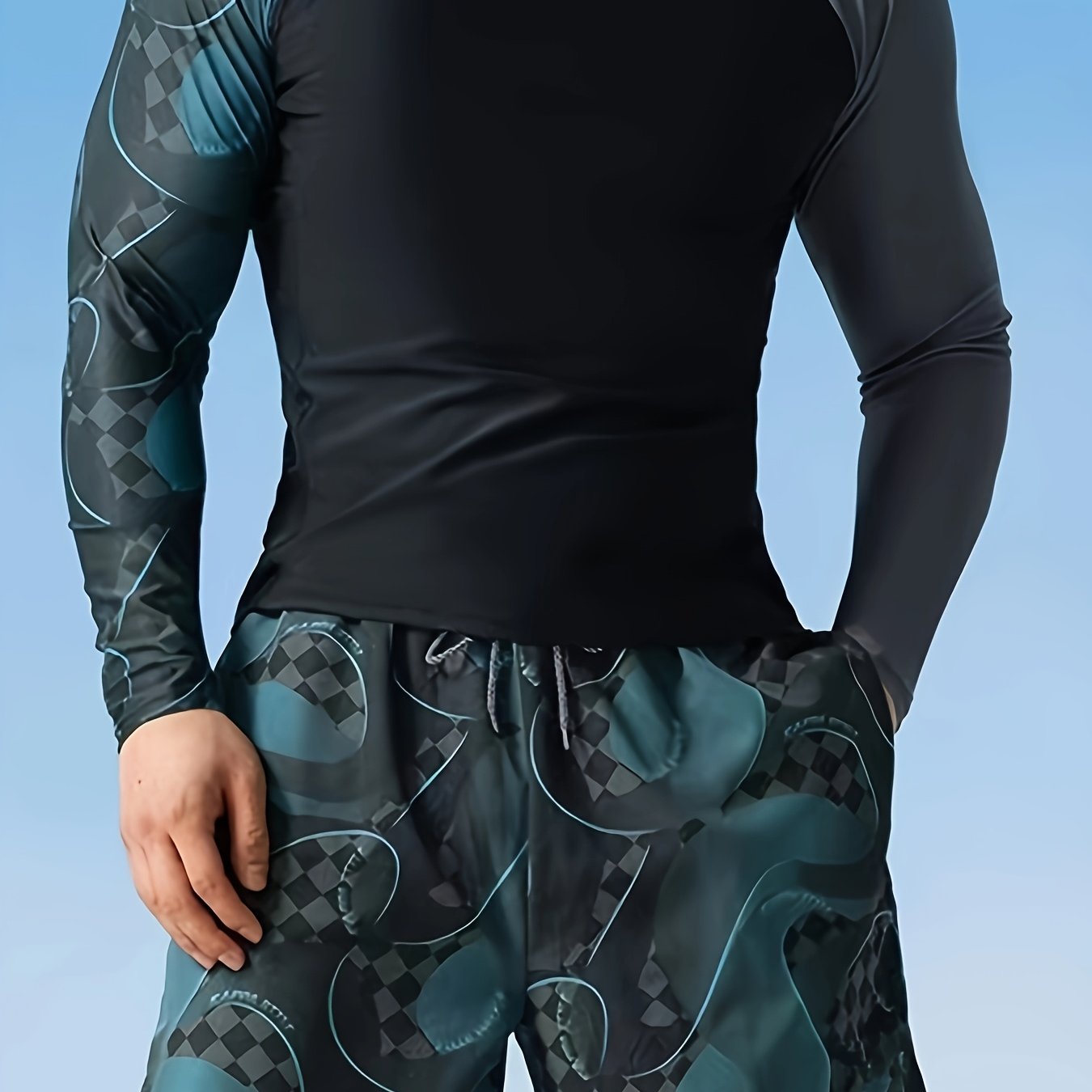 TEMU Men's Swimwear 2024 New Hot Selling Double-layer Swim Trunks Set, Beach Swimwear, Athletic Swimwear, Sporty Swimwear, Breathable Fabric,