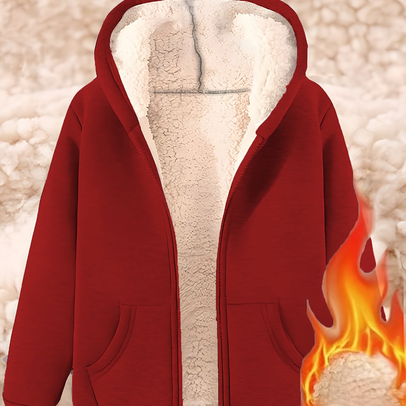 TEMU [autumn Winter] Women's Autumn Winter New Casual Warm Winter Fleece Hooded Sweatshirt Jacket
