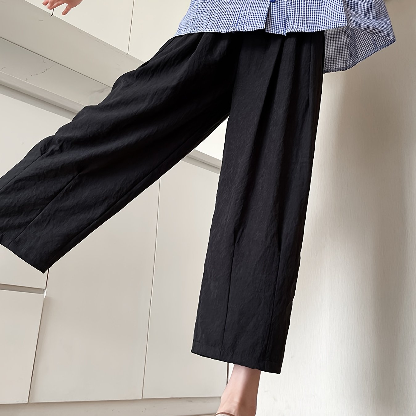 TEMU 女性向けの新ハイウイドレッグパンツ、新ルーズナインポイントハーレムビスコースパンツ、新レディース春夏カジュアルパンツ、レディースファッショナブルワイドレッグパンツ、新通勤やお出かけ用パンツ