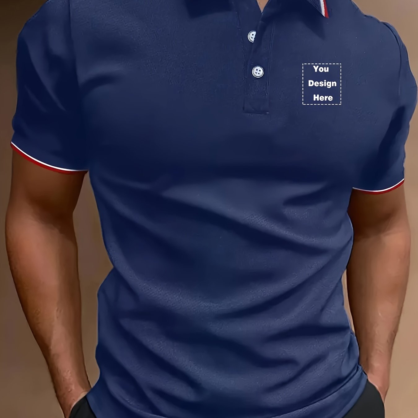 TEMU Polo-shirt pour homme avec impression personnalisée "Vous concevez ici" - Manches courtes, décontracté et polyvalent pour le golf, le tennis et