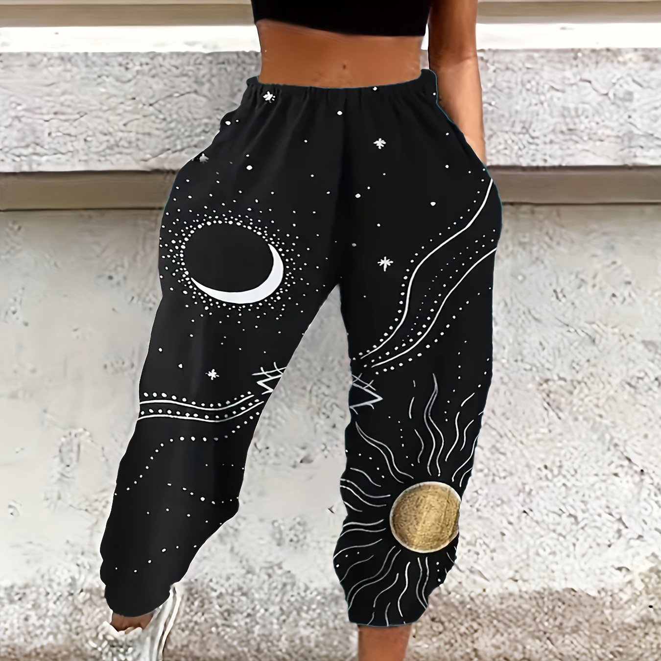 Image of European And American New Starry Comfortable Fashion Elastic Waist Sports Casual Joggers